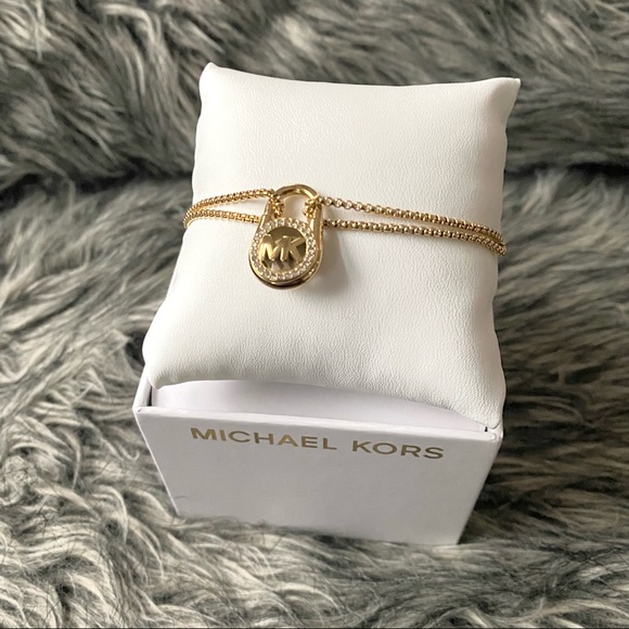 NWT authentic MK gold plated logo padlock adjustable bracelet - Picture 2 of 4